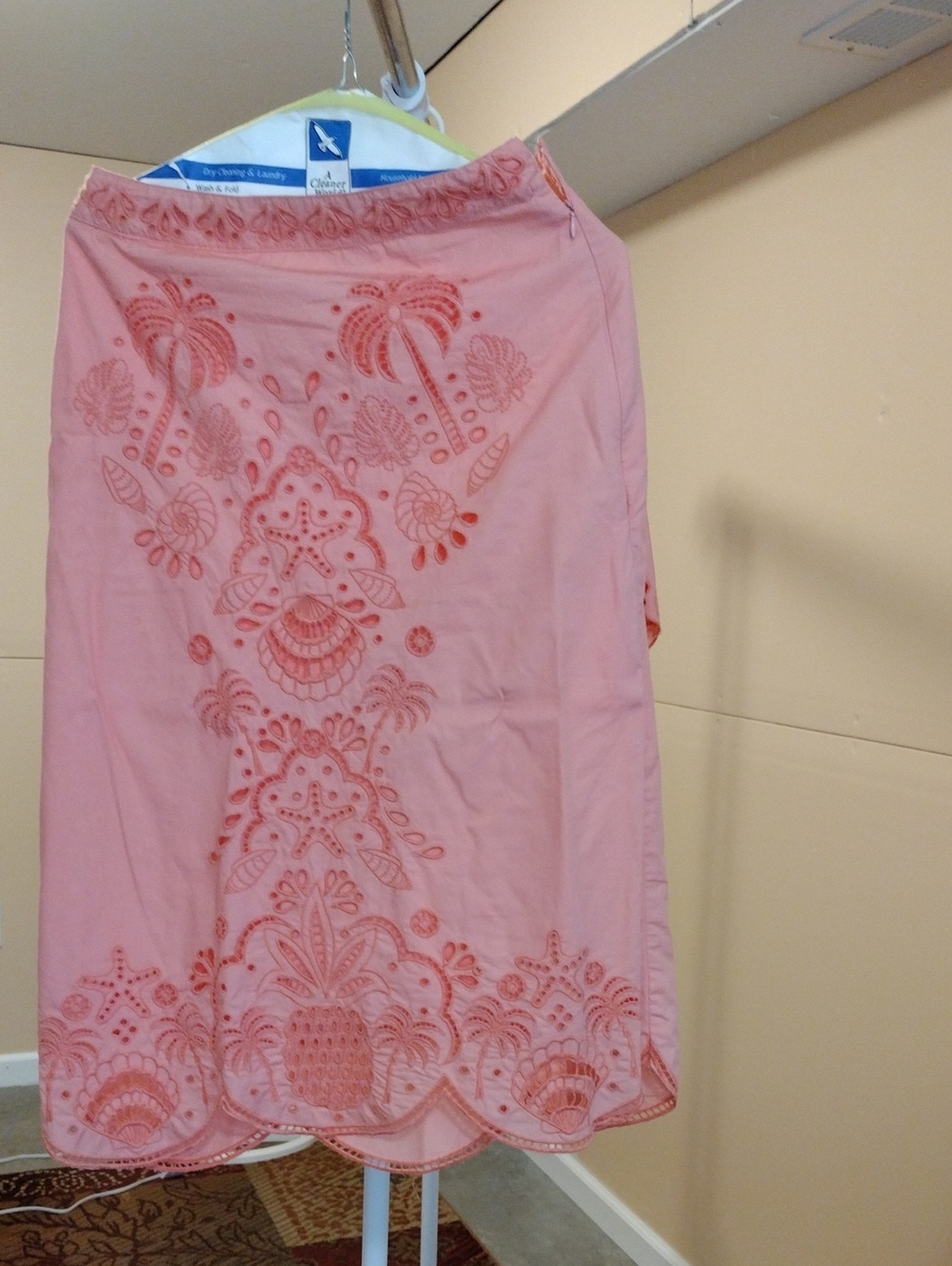 crown & ivy Pink Embroidered Swim Cover-Up Skirt